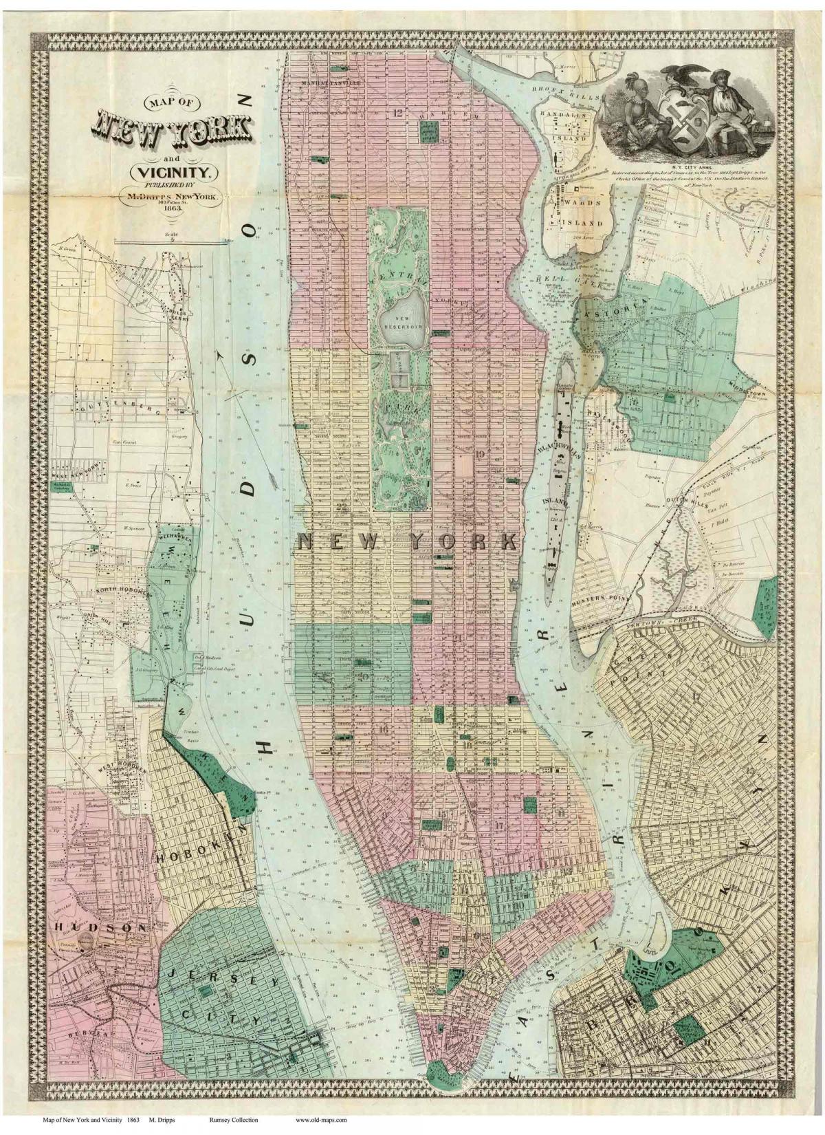 Historische kaart van Manhattan
