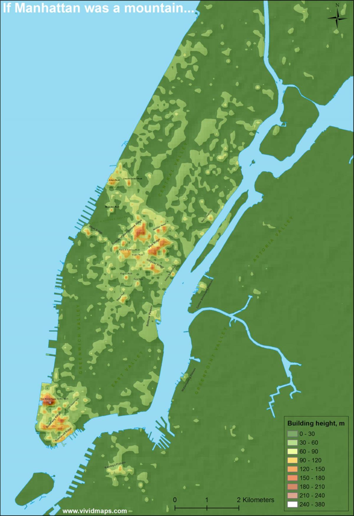 Manhattan hoogtekaart