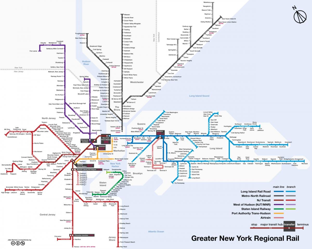 Kaart van de stations van Manhattan