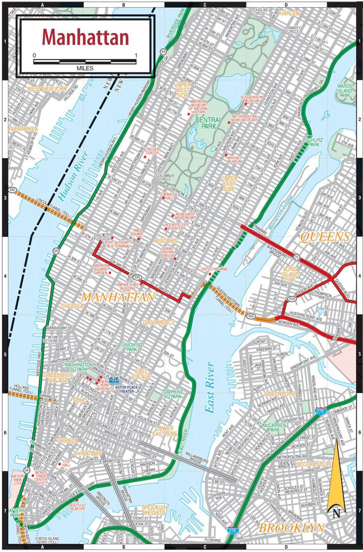 Manhattan-wegenkaart